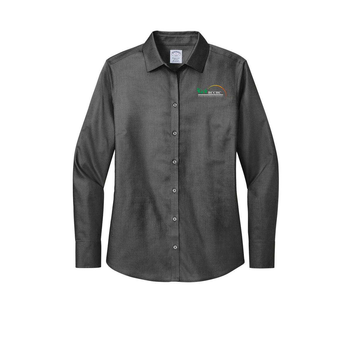 rcchc-brooks-brothers-womens-wrinkle-free-stretch-nailhead-shirt-embroidery-leftchest-BB18003-deepblack-flat-front
