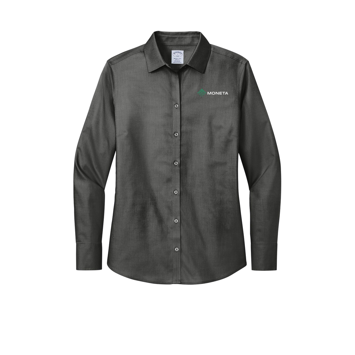 monetagroup-brooks-brothers-womens-wrinkle-free-stretch-nailhead-shirt-embroidery-leftchest-BB18003-deepblack-flat-front