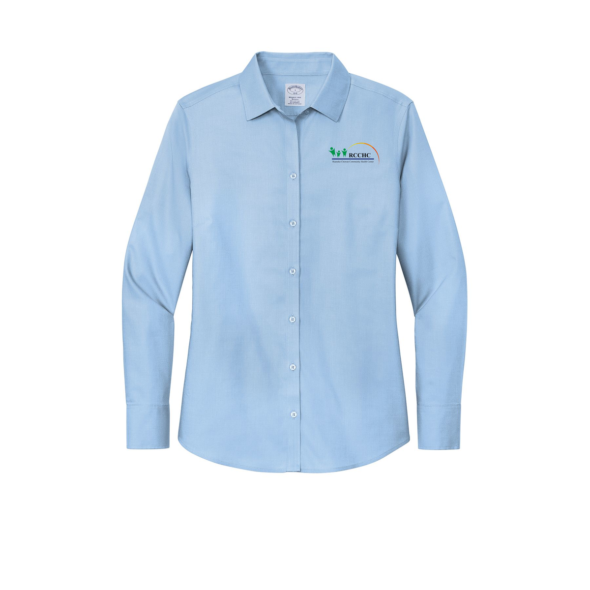 rcchc-brooks-brothers-womens-wrinkle-free-stretch-nailhead-shirt-embroidery-leftchest-BB18003-newportblue-flat-front