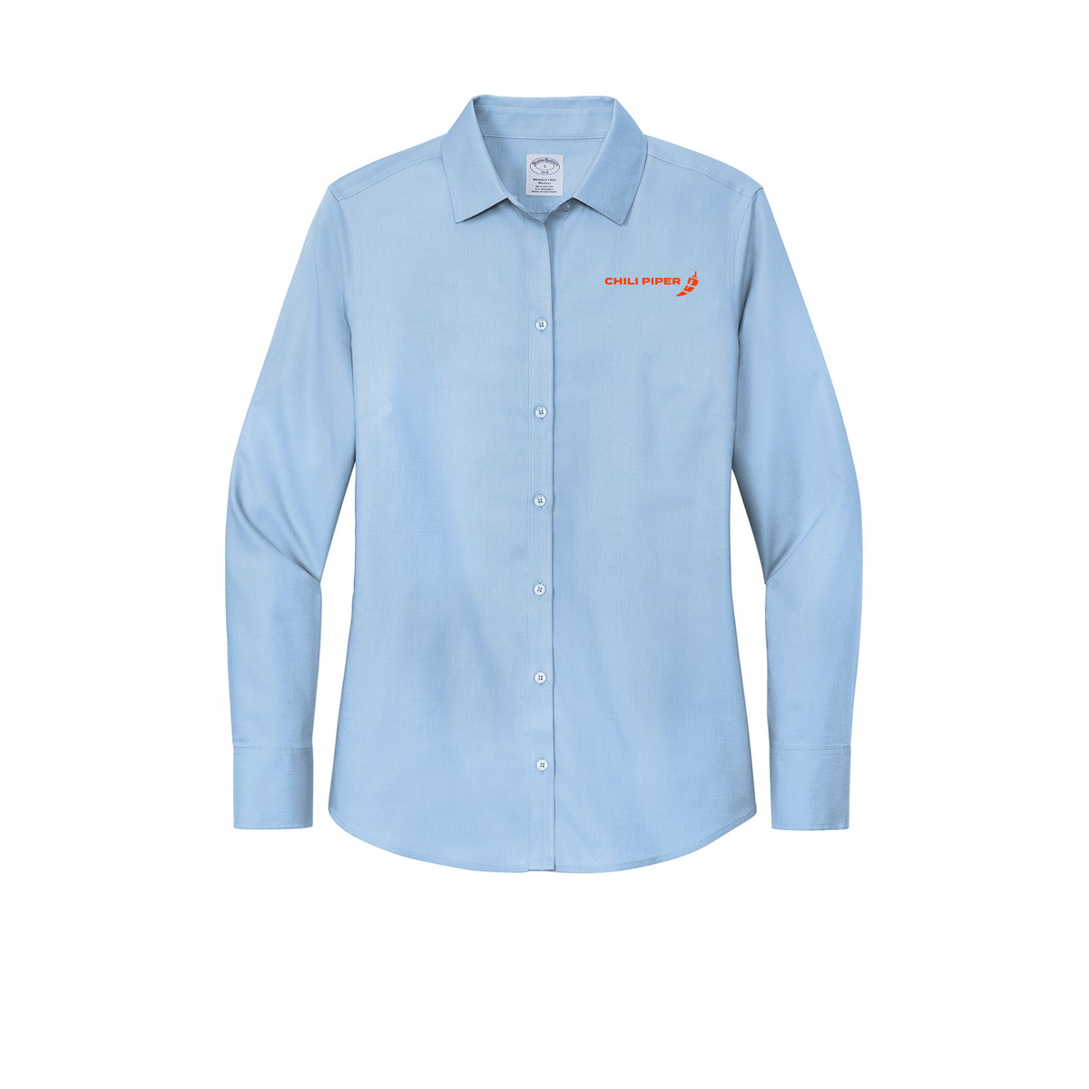 chilipiper-brooks-brothers-womens-wrinkle-free-stretch-nailhead-shirt-embroidery-leftchest-BB18003-newportblue-flat-front