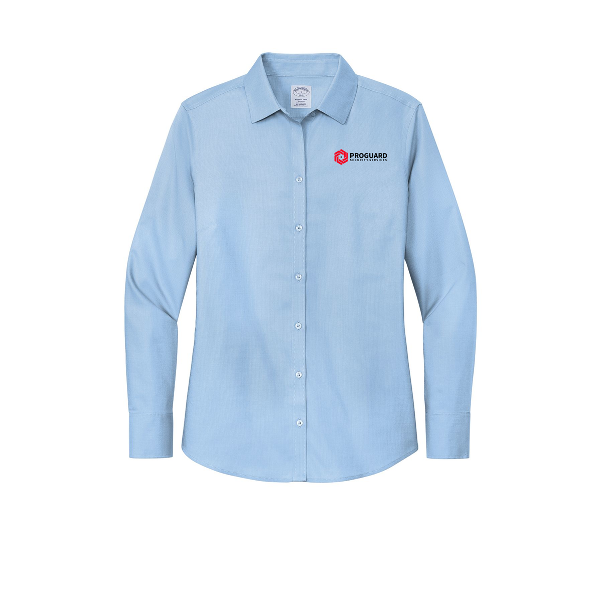proguardsecurityservices-brooks-brothers-womens-wrinkle-free-stretch-nailhead-shirt-embroidery-leftchest-BB18003-newportblue-flat-front