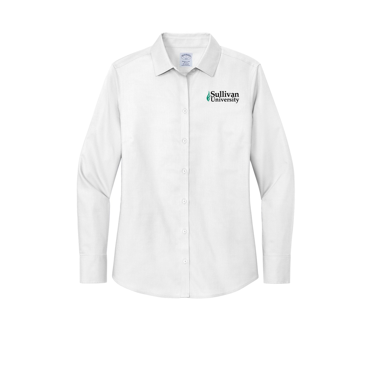 sullivan-brooks-brothers-womens-wrinkle-free-stretch-nailhead-shirt-embroidery-leftchest-BB18003-white-flat-front