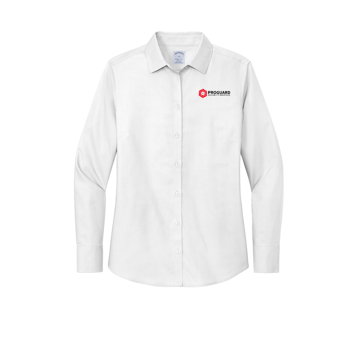 proguardsecurityservices-brooks-brothers-womens-wrinkle-free-stretch-nailhead-shirt-embroidery-leftchest-BB18003-white-flat-front