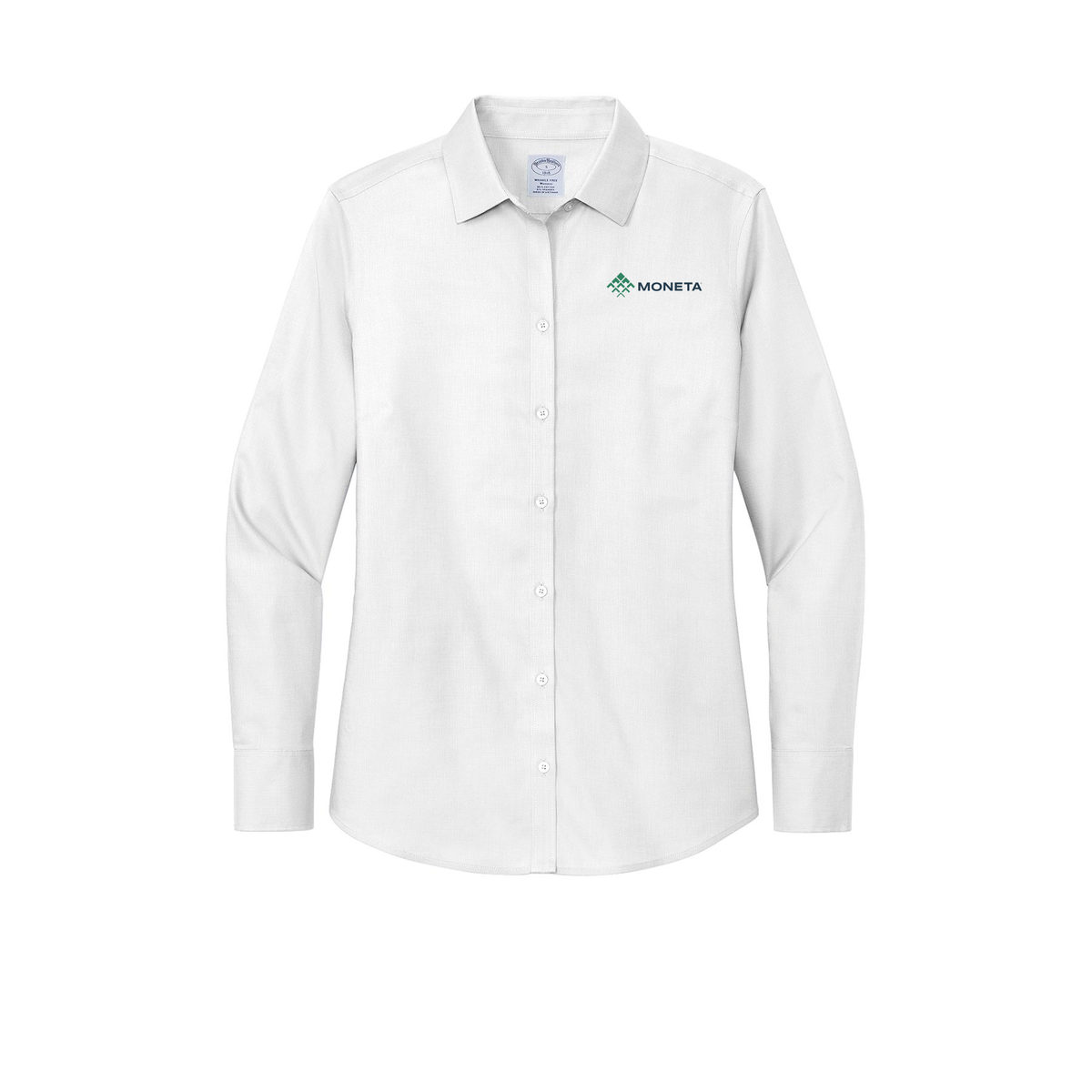 monetagroup-brooks-brothers-womens-wrinkle-free-stretch-nailhead-shirt-embroidery-leftchest-BB18003-white-flat-front