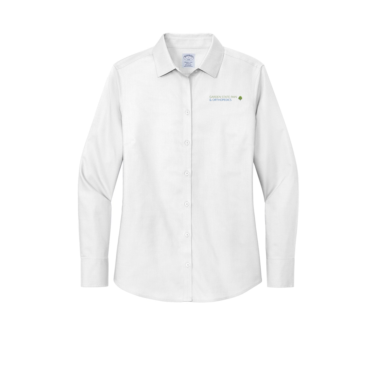 gardenstatepain-brooks-brothers-womens-wrinkle-free-stretch-nailhead-shirt-embroidery-leftchest-BB18003-white-flat-front