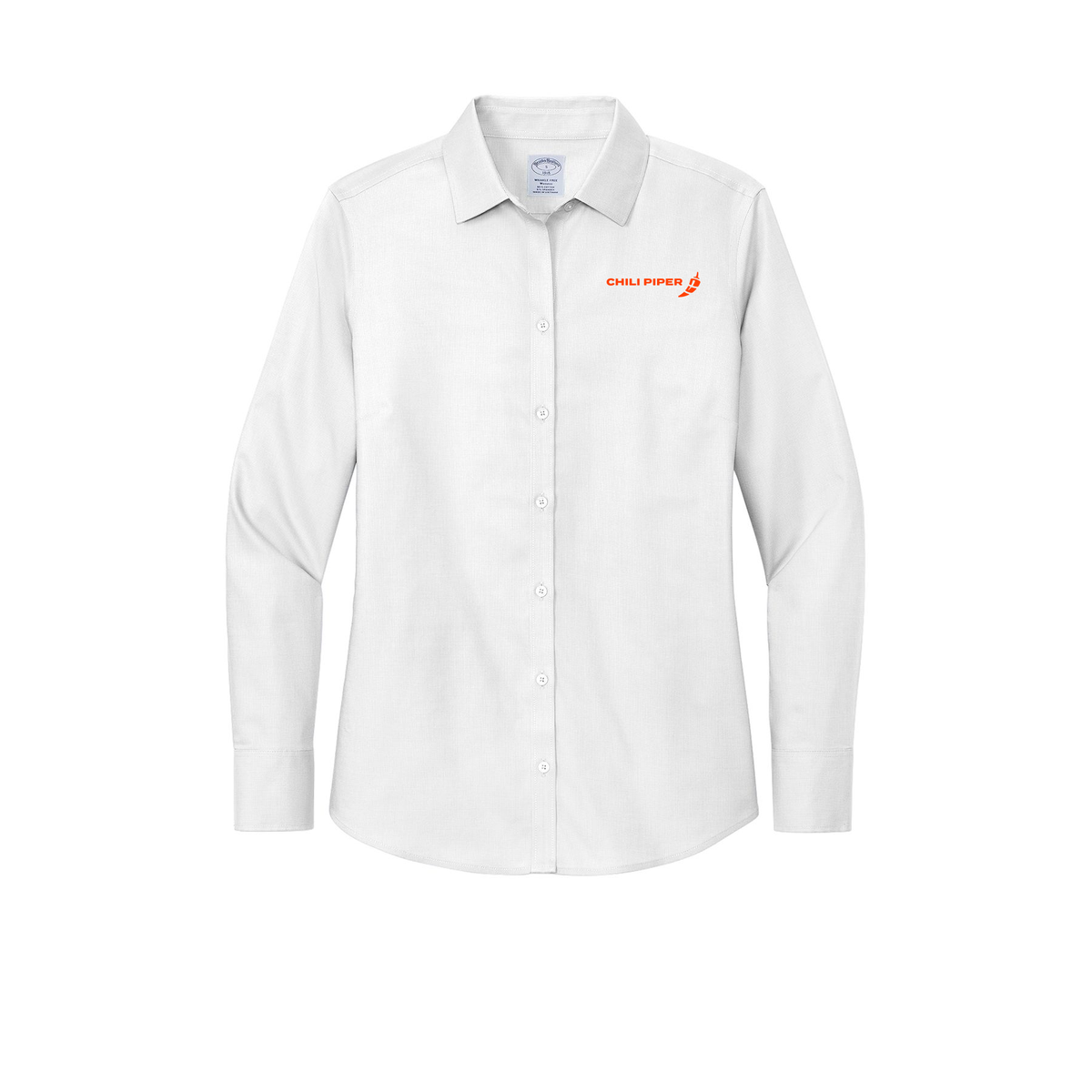 chilipiper-brooks-brothers-womens-wrinkle-free-stretch-nailhead-shirt-embroidery-leftchest-BB18003-white-flat-front