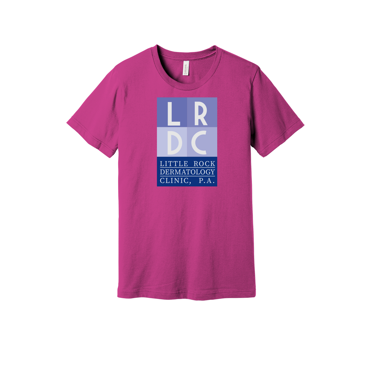 littlerockdermatology-everyday-essentials-clinic-short-sleeve-tee-dtf-front-BC3001-berry-flat-front