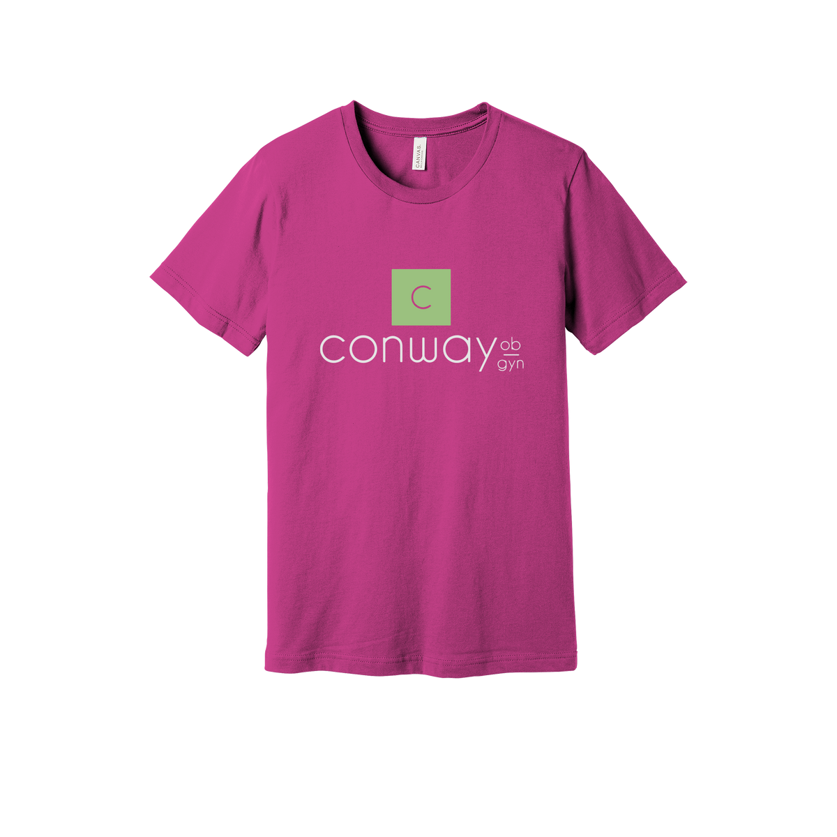 conwayobgyn-everyday-essentials-clinic-short-sleeve-tee-dtf-front-BC3001-berry-flat-front