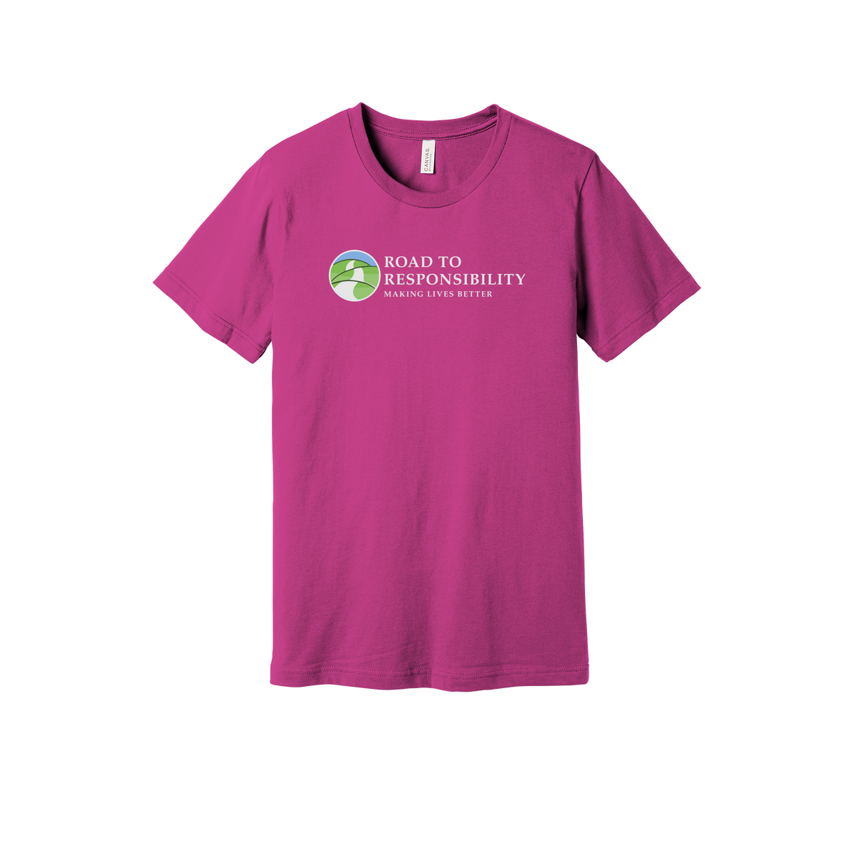 roadtoresponsibility-everyday-essentials-short-sleeve-tee-dtf-front-BC3001-berry-flat-front