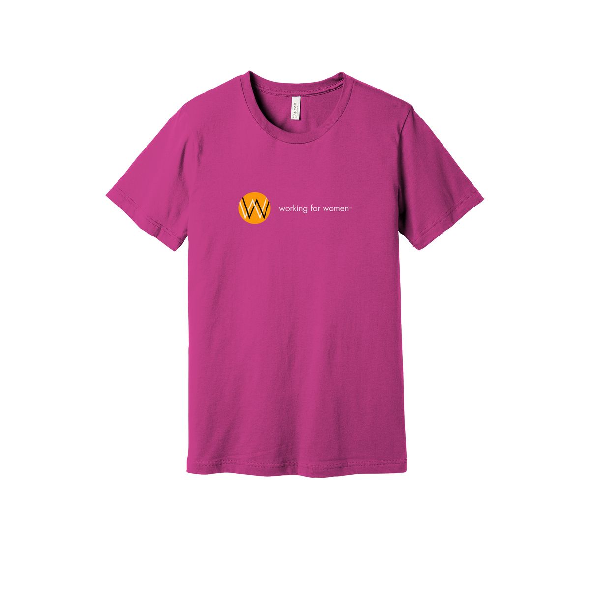 workingforwomen-everyday-essentials-short-sleeve-tee-dtf-front-BC3001-berry-flat-front