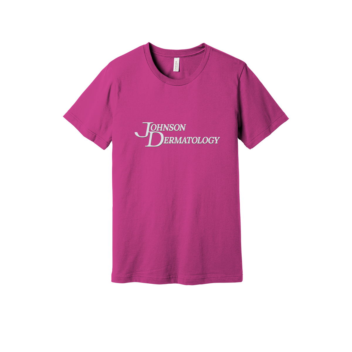 johnsondermatology-everyday-essentials-clinic-short-sleeve-tee-dtf-front-BC3001-berry-flat-front