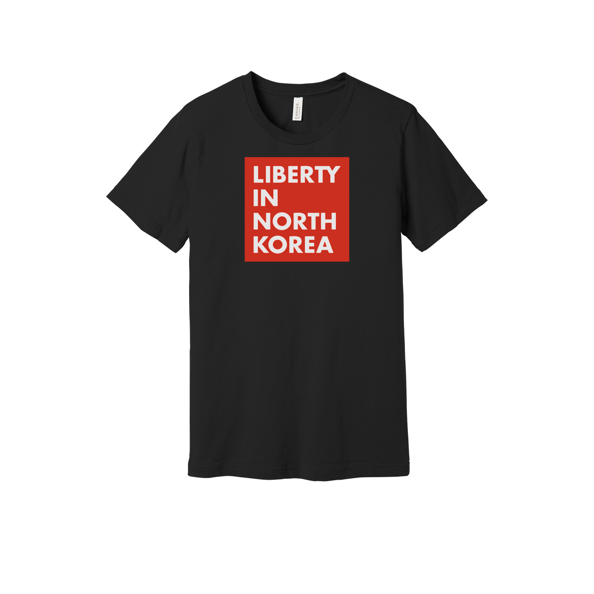 libertyinnorthkorea-everyday-essentials-short-sleeve-tee-dtf-front-BC3001-black-flat-front