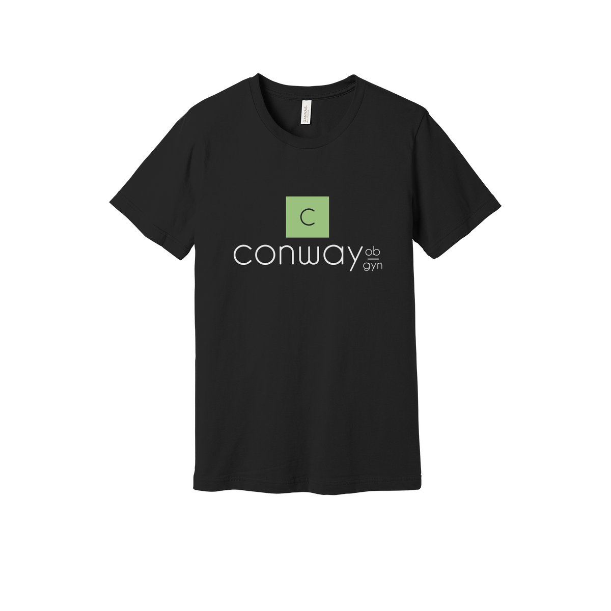 conwayobgyn-everyday-essentials-clinic-short-sleeve-tee-dtf-front-BC3001-black-flat-front