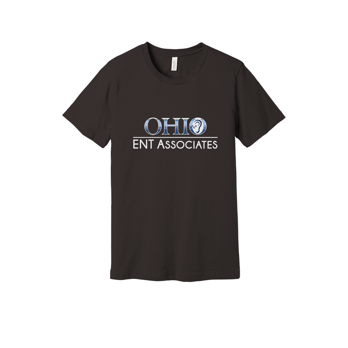 ohioentaudiology-everyday-essentials-clinic-short-sleeve-tee-dtf-front-BC3001-brown-flat-front