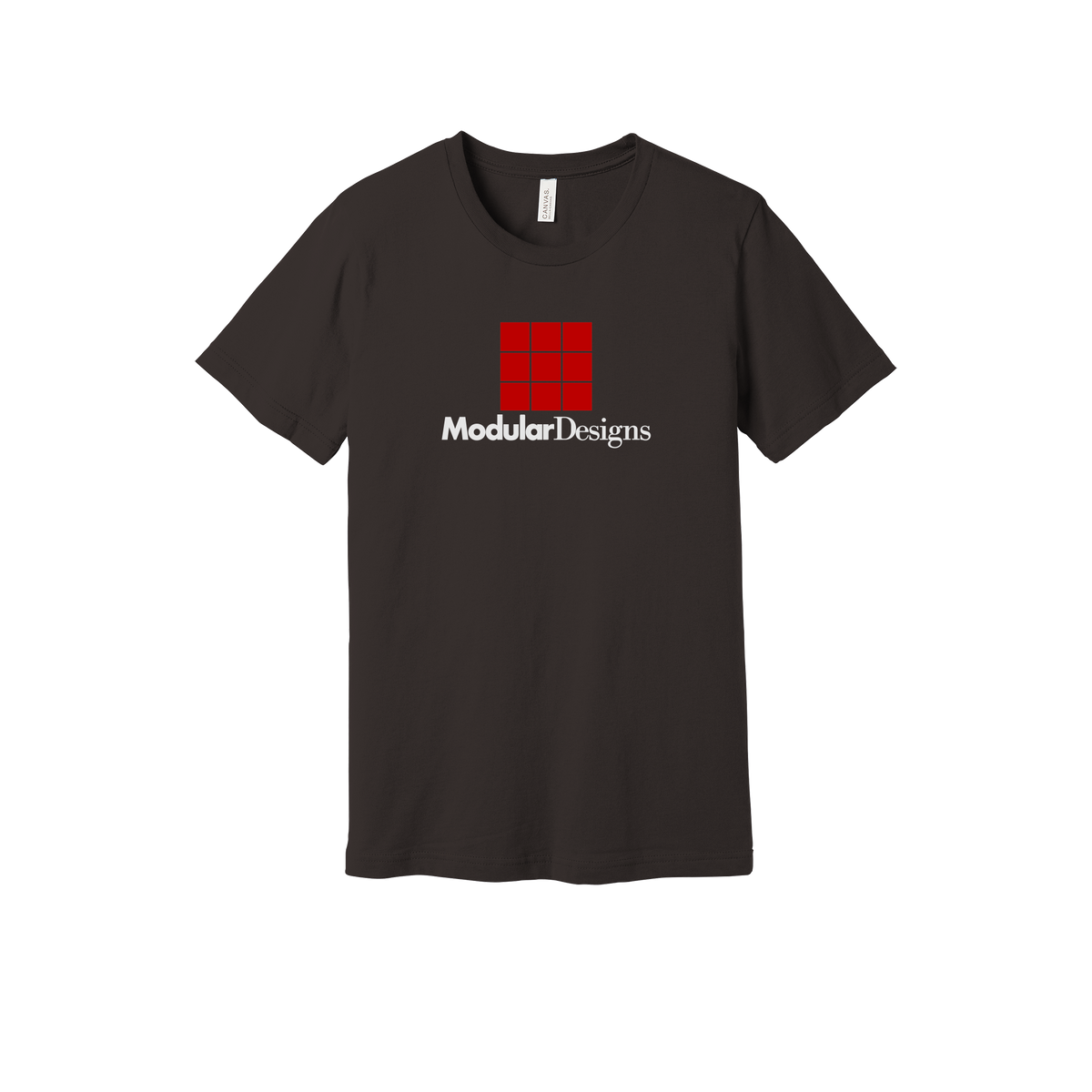 modulardesignsflooring-everyday-essentials-short-sleeve-tee-dtf-front-BC3001-brown-flat-front