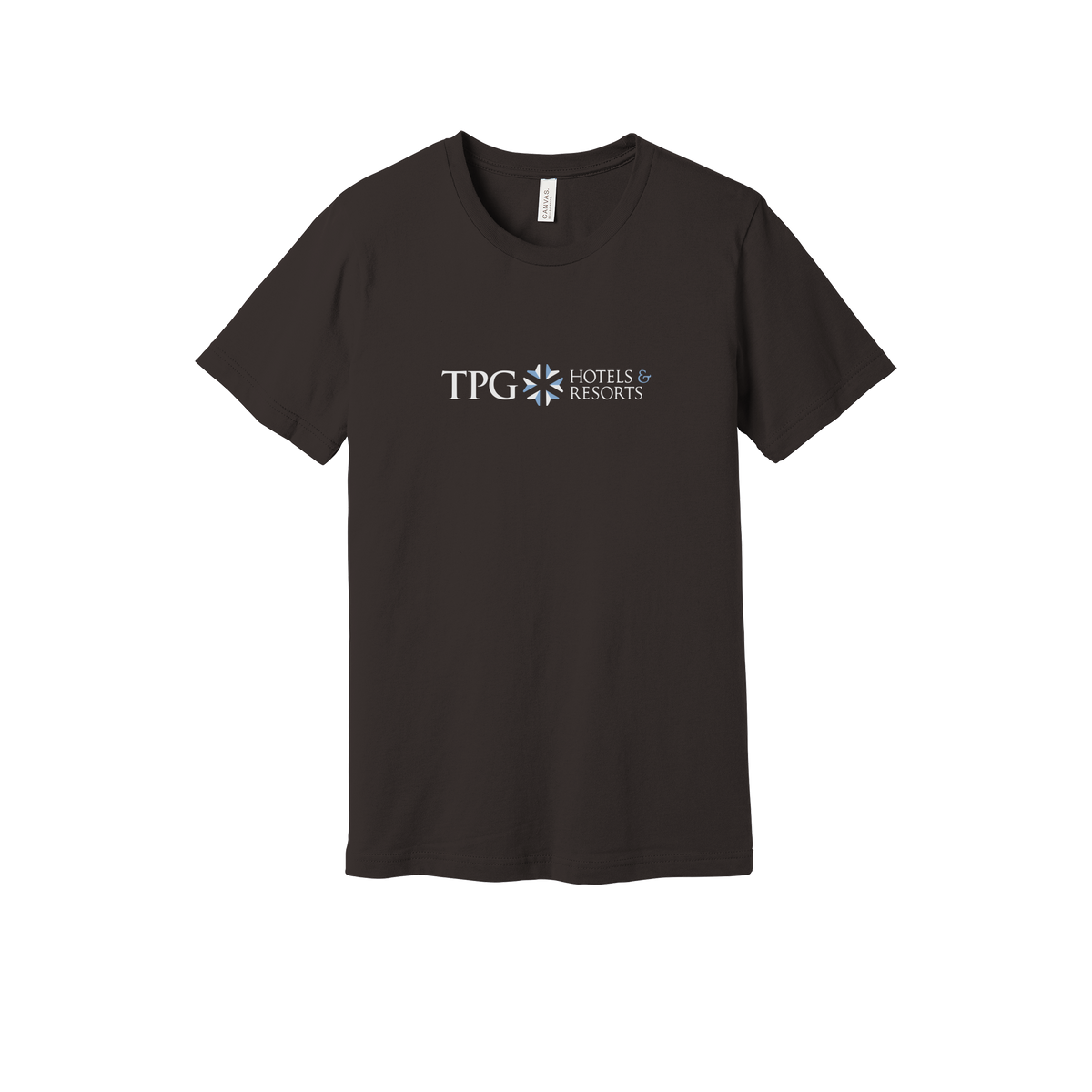 tpghotelsandresorts-everyday-essentials-short-sleeve-tee-dtf-front-BC3001-brown-flat-front