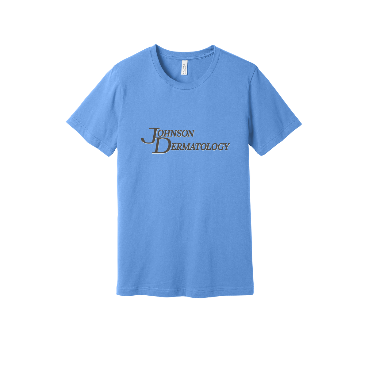 johnsondermatology-everyday-essentials-clinic-short-sleeve-tee-dtf-front-BC3001-carolinablue-flat-front