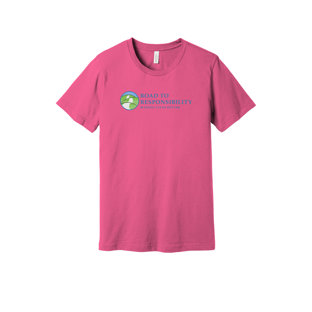 roadtoresponsibility-everyday-essentials-short-sleeve-tee-dtf-front-BC3001-charitypink-flat-front