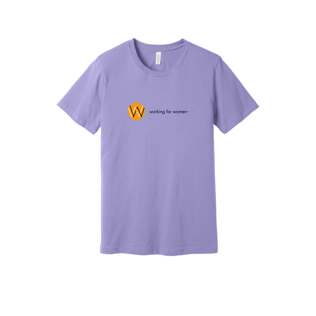 workingforwomen-everyday-essentials-short-sleeve-tee-dtf-front-BC3001-darklavender-flat-front