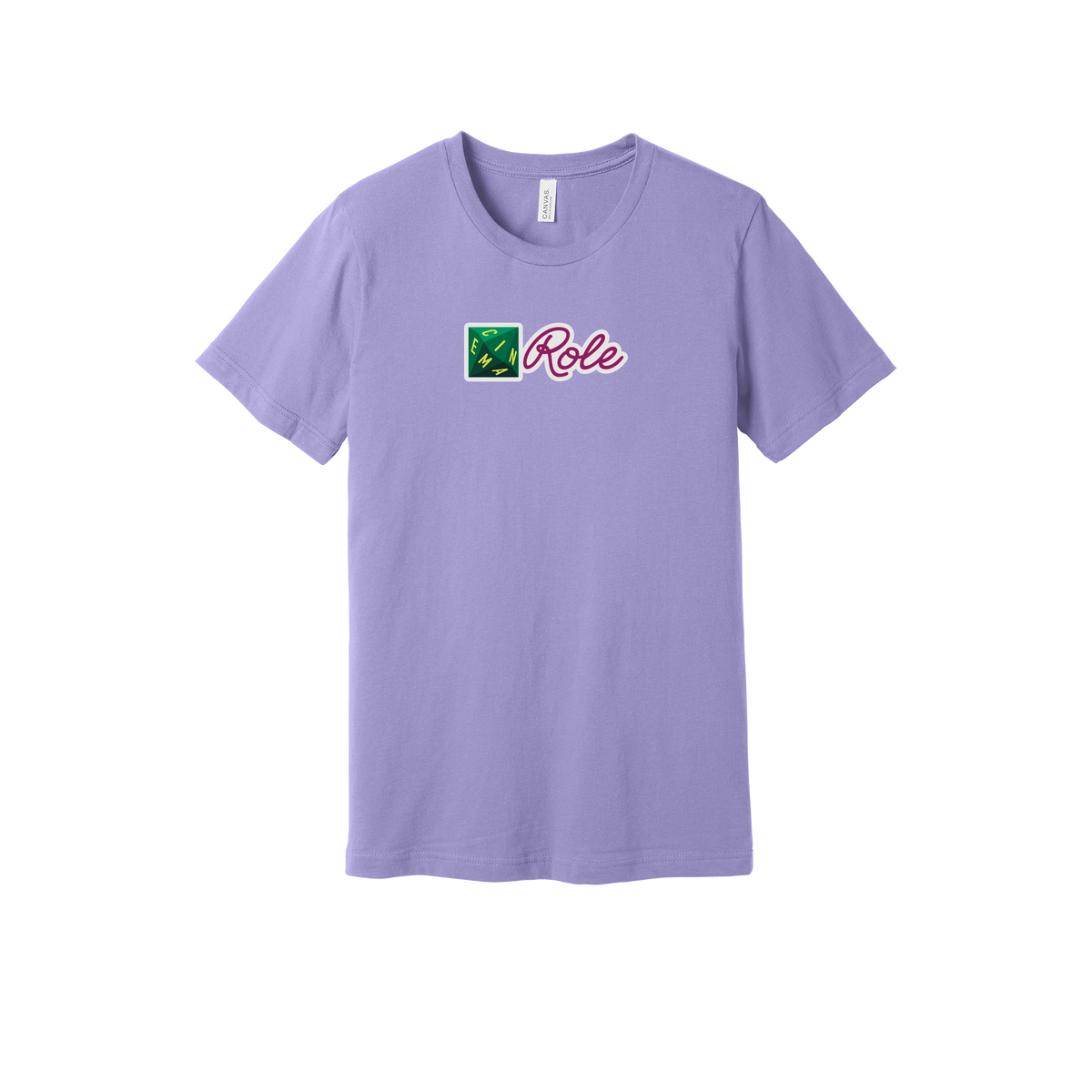 cinemarole-everyday-essentials-short-sleeve-tee-dtf-front-BC3001-darklavender-flat-front