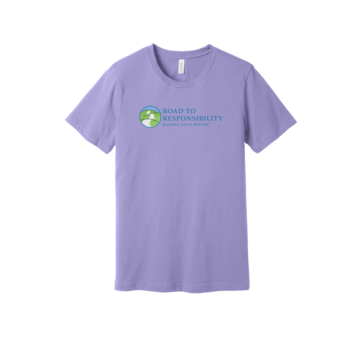 roadtoresponsibility-everyday-essentials-short-sleeve-tee-dtf-front-BC3001-darklavender-flat-front