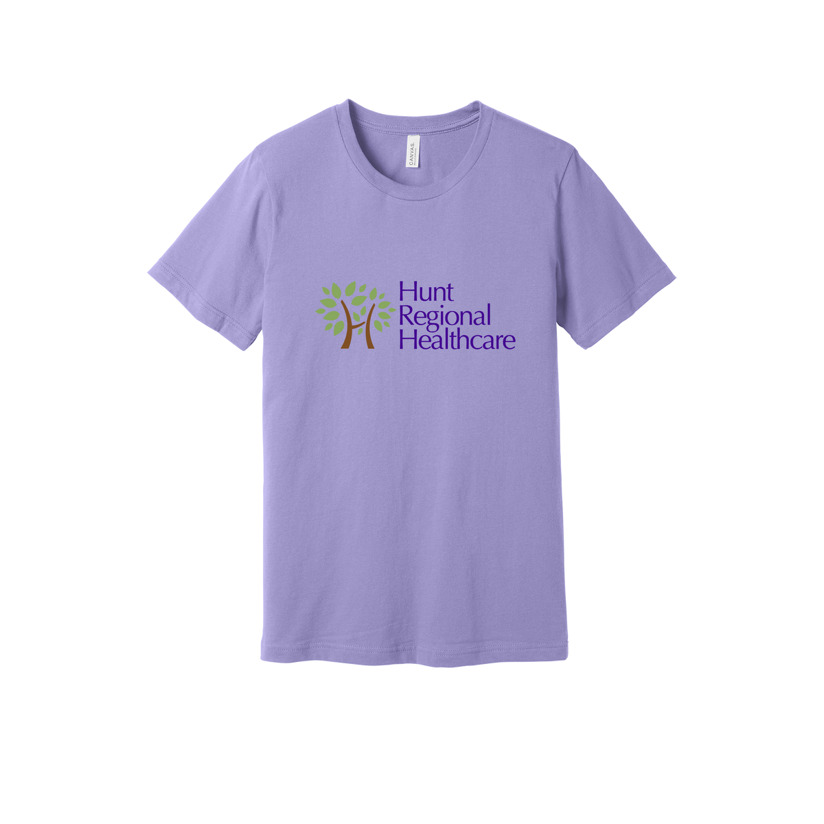 huntregional-everyday-essentials-clinic-short-sleeve-tee-dtf-front-BC3001-darklavender-flat-front