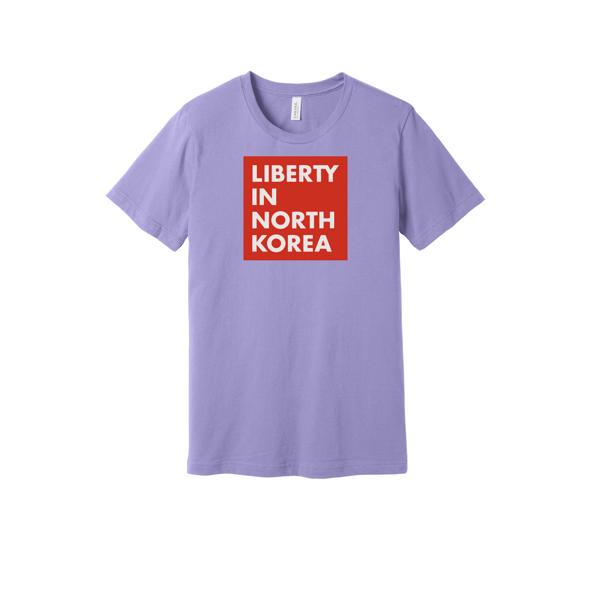 libertyinnorthkorea-everyday-essentials-short-sleeve-tee-dtf-front-BC3001-darklavender-flat-front