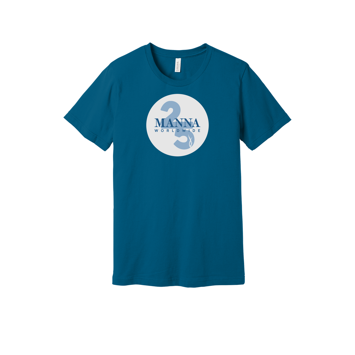 mannaworldwide-everyday-essentials-short-sleeve-tee-dtf-front-BC3001-deepteal-flat-front