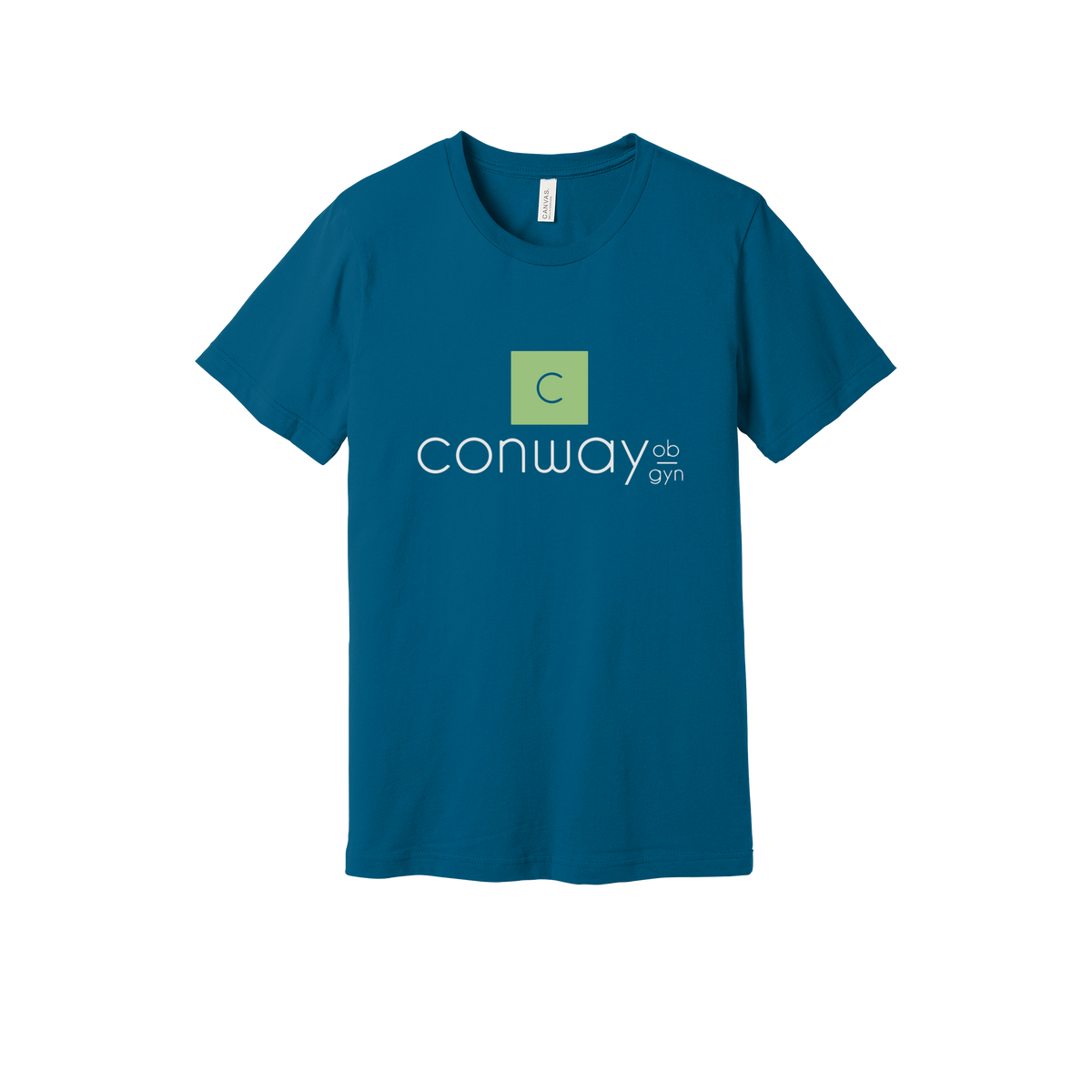 conwayobgyn-everyday-essentials-clinic-short-sleeve-tee-dtf-front-BC3001-deepteal-flat-front