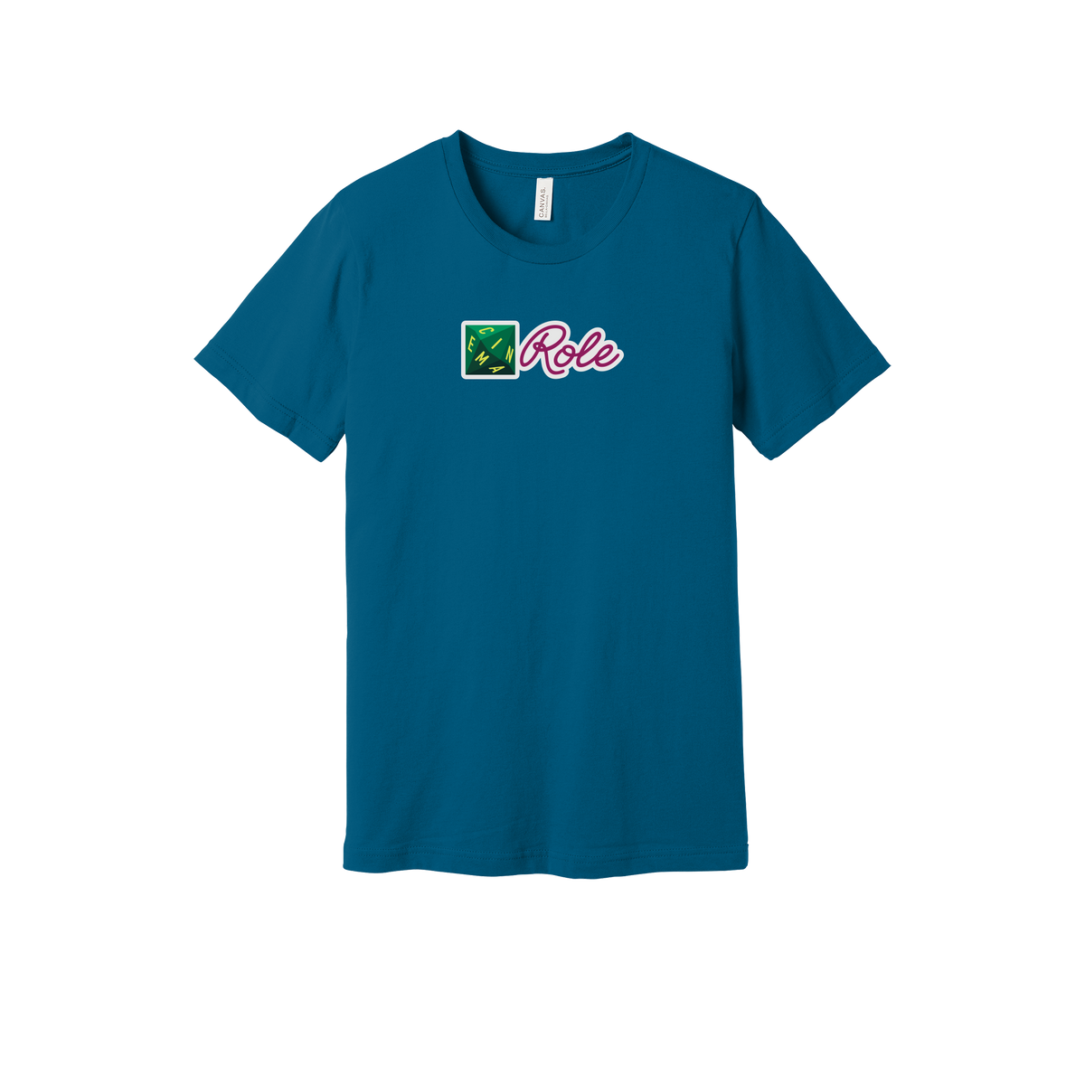 cinemarole-everyday-essentials-short-sleeve-tee-dtf-front-BC3001-deepteal-flat-front