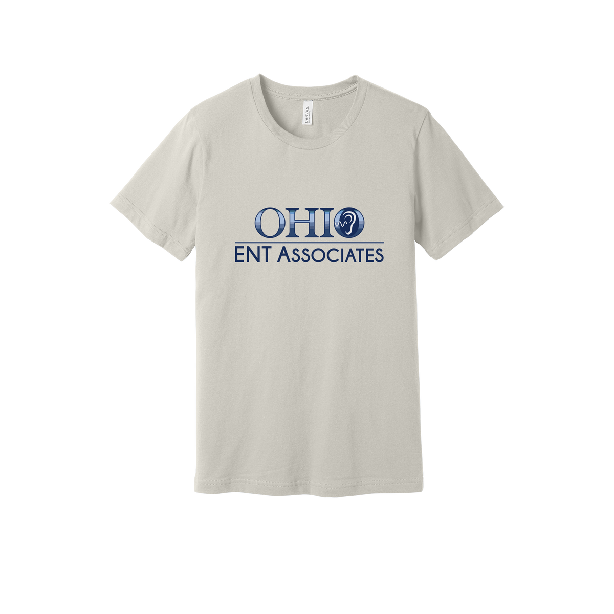 ohioentaudiology-everyday-essentials-clinic-short-sleeve-tee-dtf-front-BC3001-dust-flat-front
