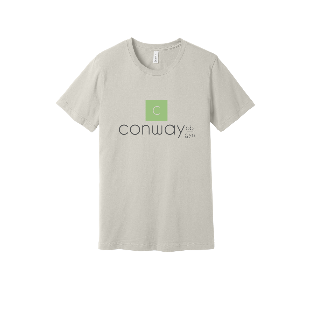 conwayobgyn-everyday-essentials-clinic-short-sleeve-tee-dtf-front-BC3001-dust-flat-front