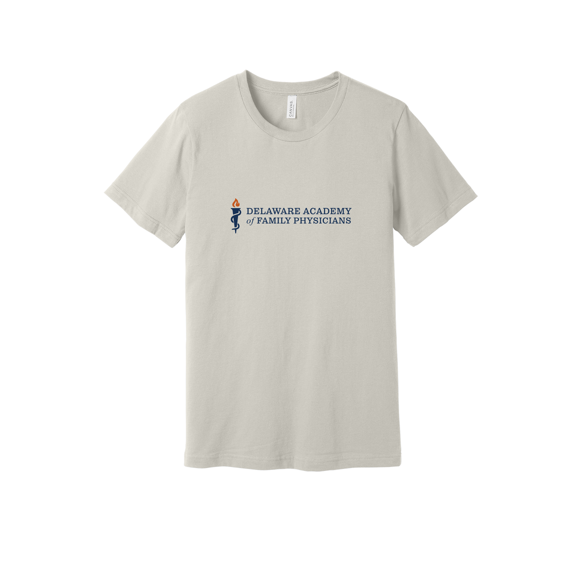 delfamdoc-everyday-essentials-clinic-short-sleeve-tee-dtf-front-BC3001-dust-flat-front