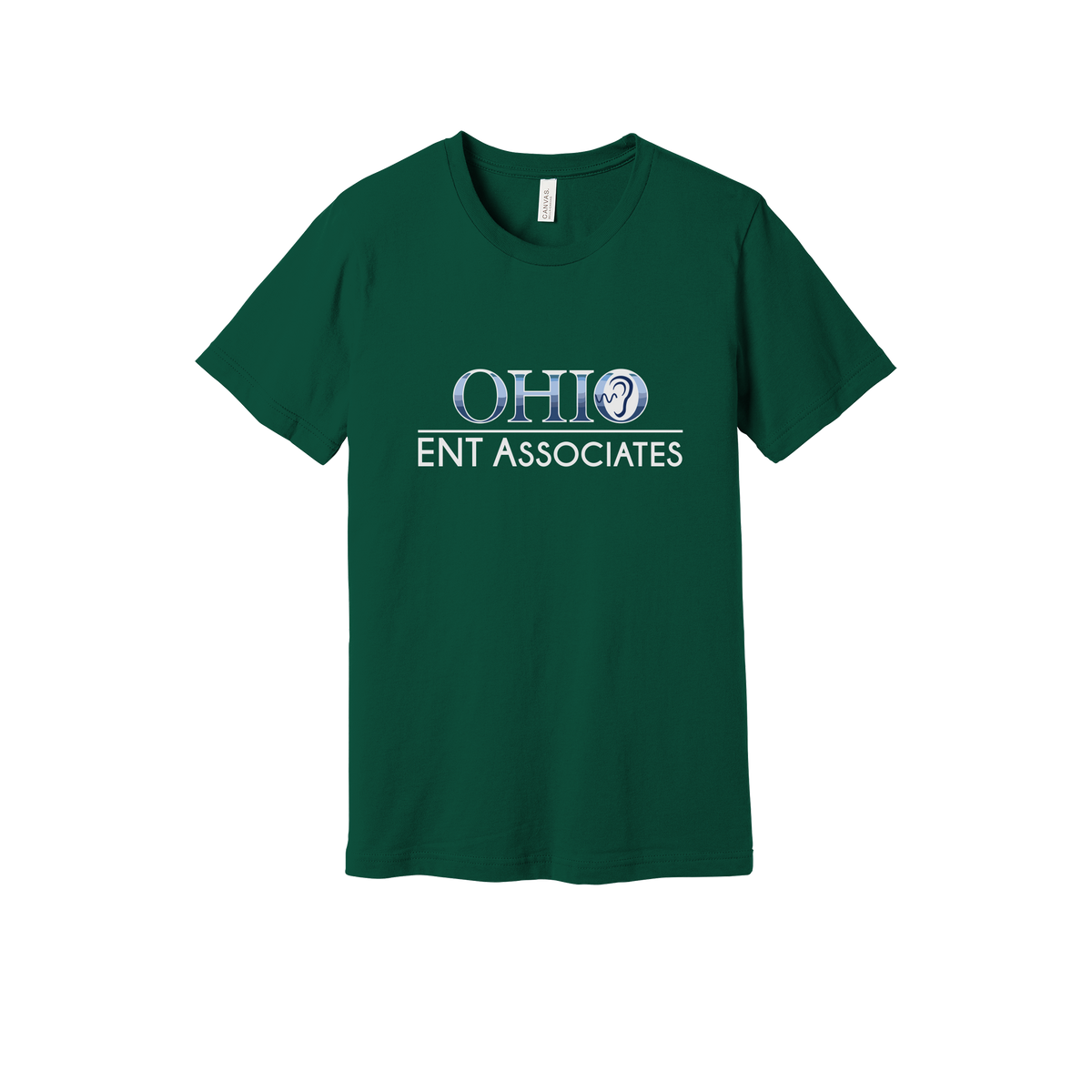 ohioentaudiology-everyday-essentials-clinic-short-sleeve-tee-dtf-front-BC3001-forest-flat-front