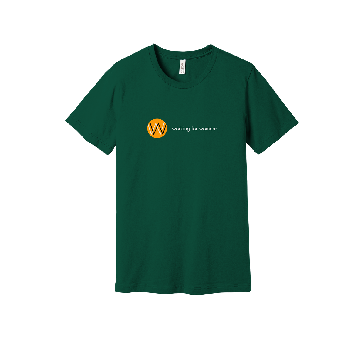 workingforwomen-everyday-essentials-short-sleeve-tee-dtf-front-BC3001-forest-flat-front