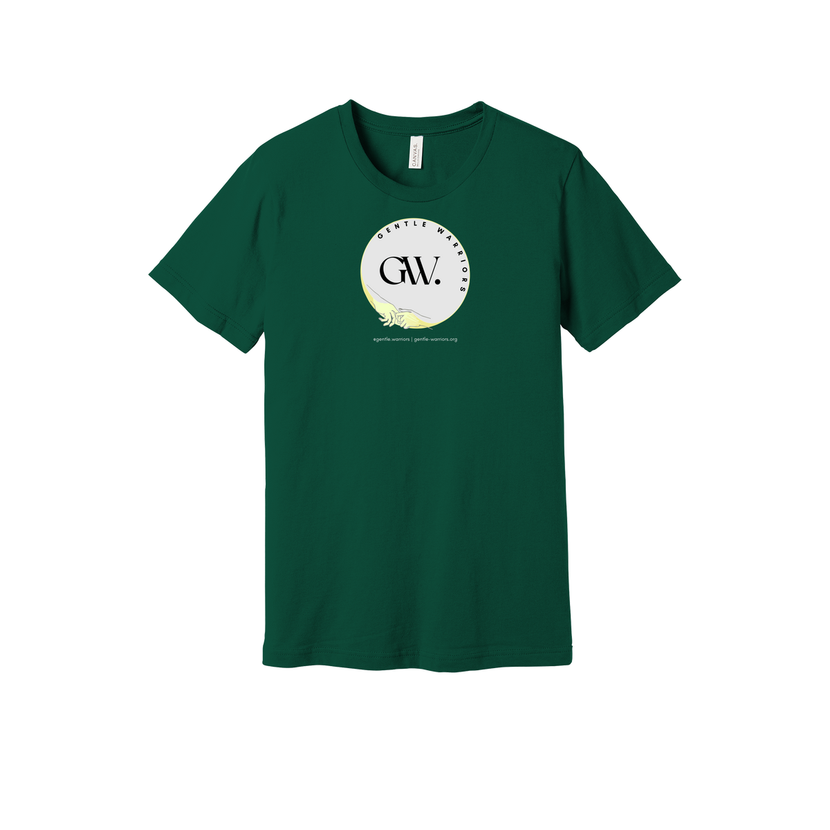 gentle-warriors-everyday-essentials-short-sleeve-tee-dtf-front-BC3001-forest-flat-front