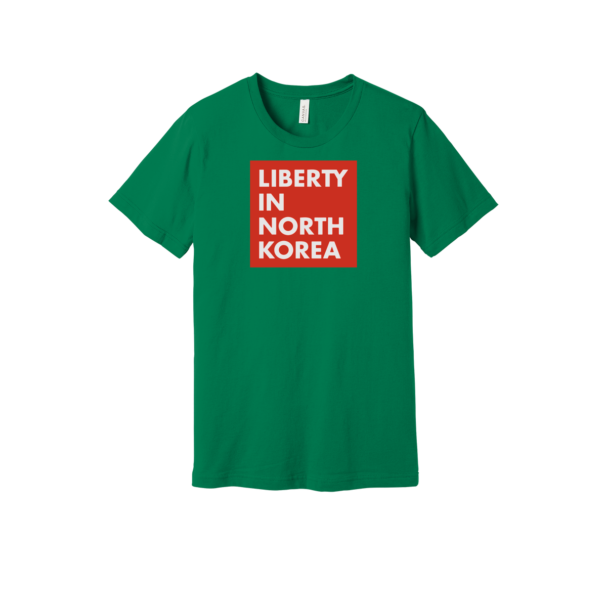 libertyinnorthkorea-everyday-essentials-short-sleeve-tee-dtf-front-BC3001-kelly-flat-front