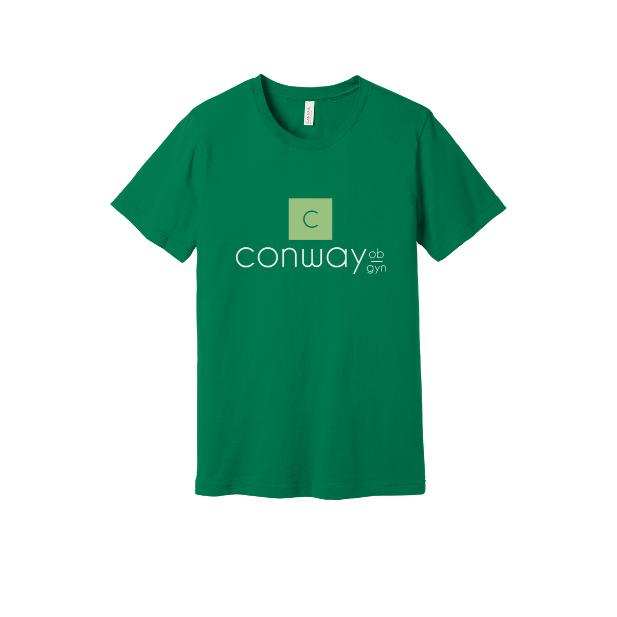 conwayobgyn-everyday-essentials-clinic-short-sleeve-tee-dtf-front-BC3001-kelly-flat-front