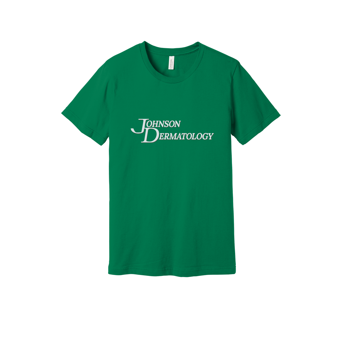 johnsondermatology-everyday-essentials-clinic-short-sleeve-tee-dtf-front-BC3001-kelly-flat-front