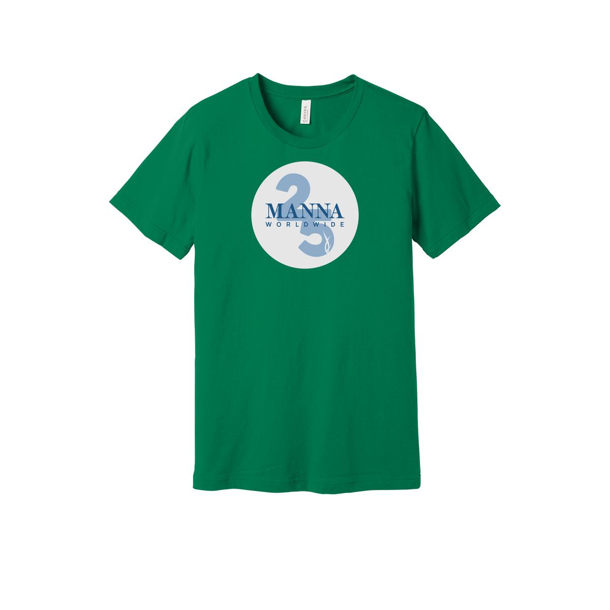 mannaworldwide-everyday-essentials-short-sleeve-tee-dtf-front-BC3001-kelly-flat-front