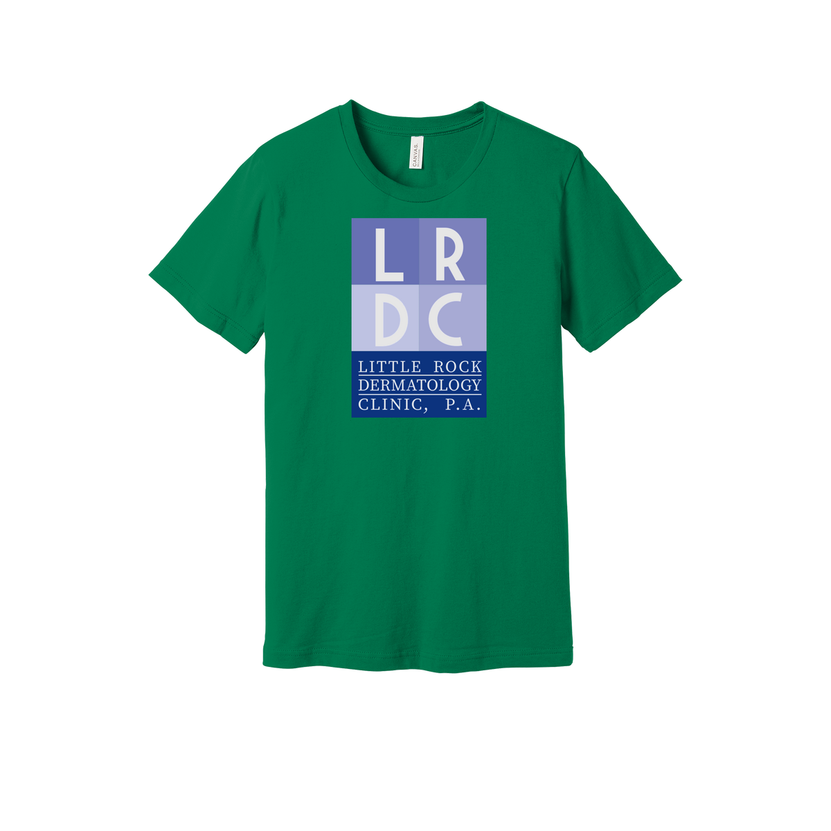littlerockdermatology-everyday-essentials-clinic-short-sleeve-tee-dtf-front-BC3001-kelly-flat-front