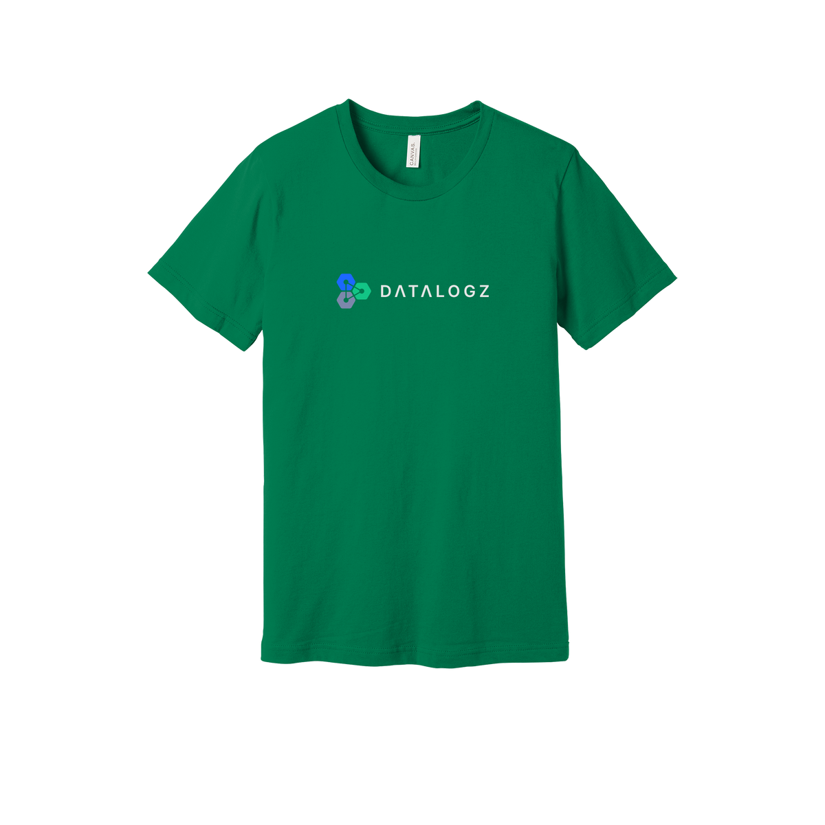 datalogz-everyday-essentials-short-sleeve-tee-dtf-front-BC3001-kelly-flat-front