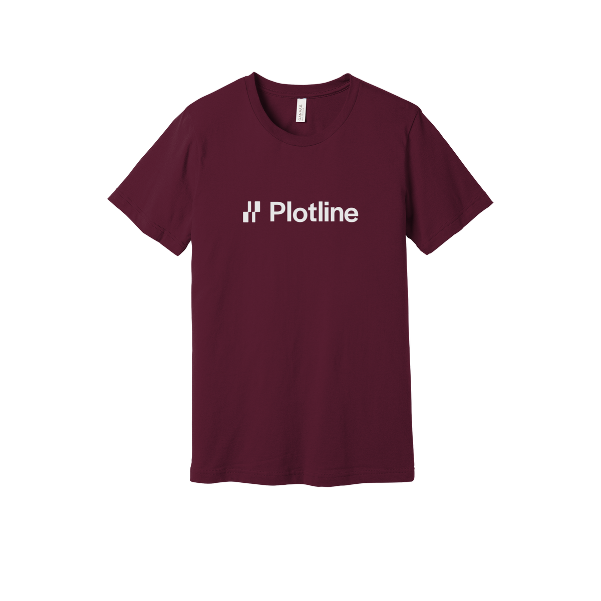 plotline-everyday-essentials-short-sleeve-tee-dtf-front-BC3001-maroon-flat-front