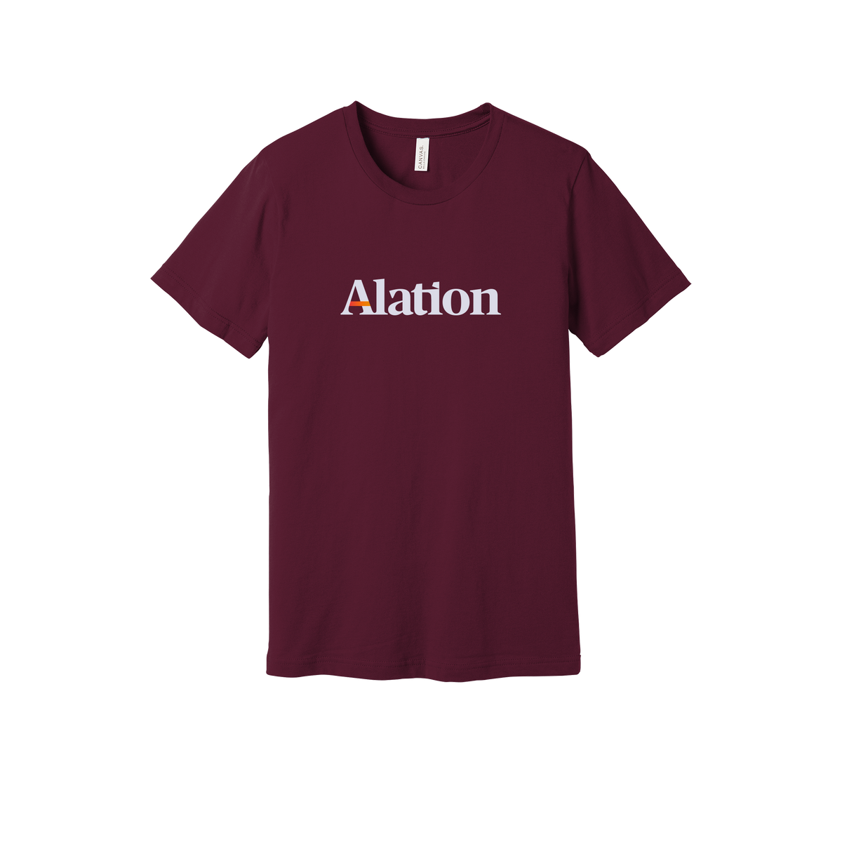 alation-everyday-essentials-short-sleeve-tee-dtf-front-BC3001-maroon-flat-front