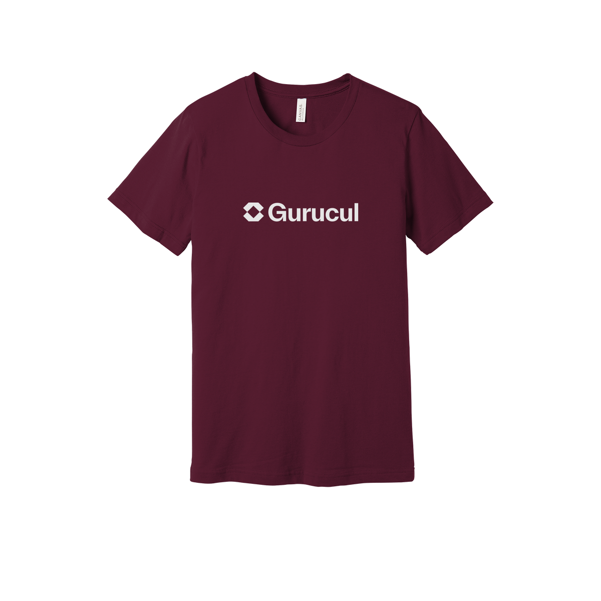 gurucul-everyday-essentials-short-sleeve-tee-dtf-front-BC3001-maroon-flat-front
