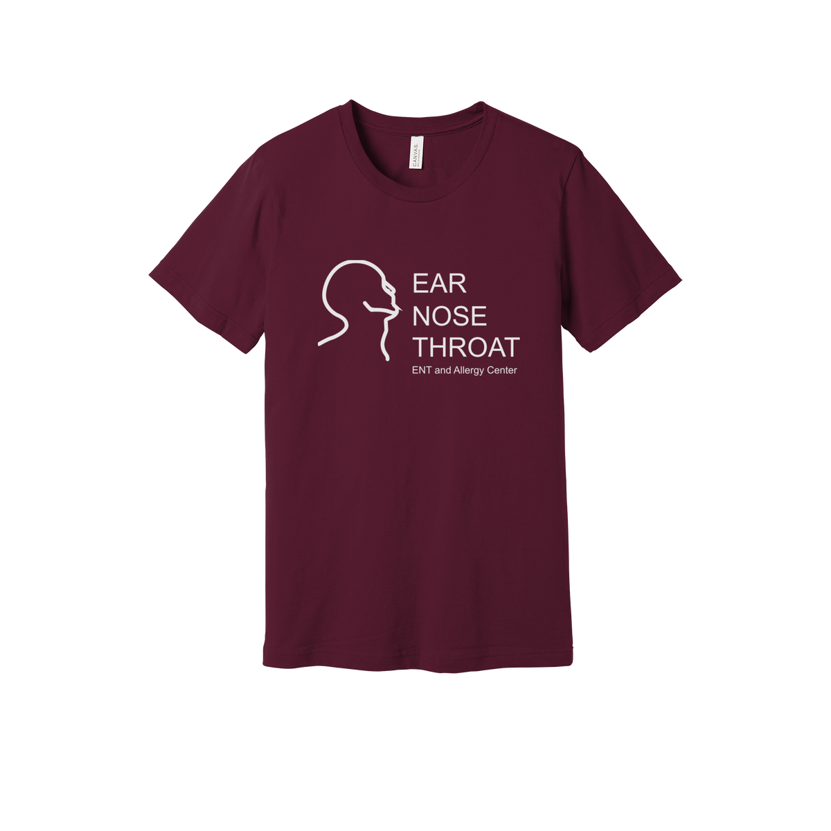 entnwa-everyday-essentials-clinic-short-sleeve-tee-dtf-front-BC3001-maroon-flat-front