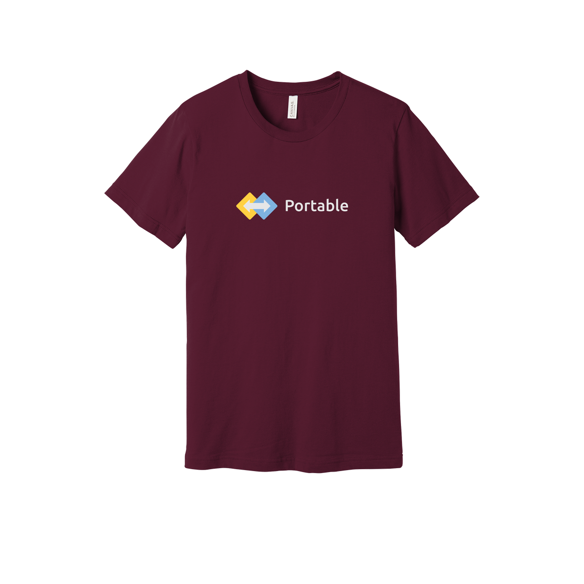 portable-everyday-essentials-short-sleeve-tee-dtf-front-BC3001-maroon-flat-front