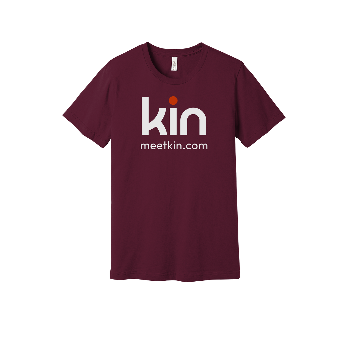 kin-everyday-essentials-short-sleeve-tee-dtf-front-BC3001-maroon-flat-front