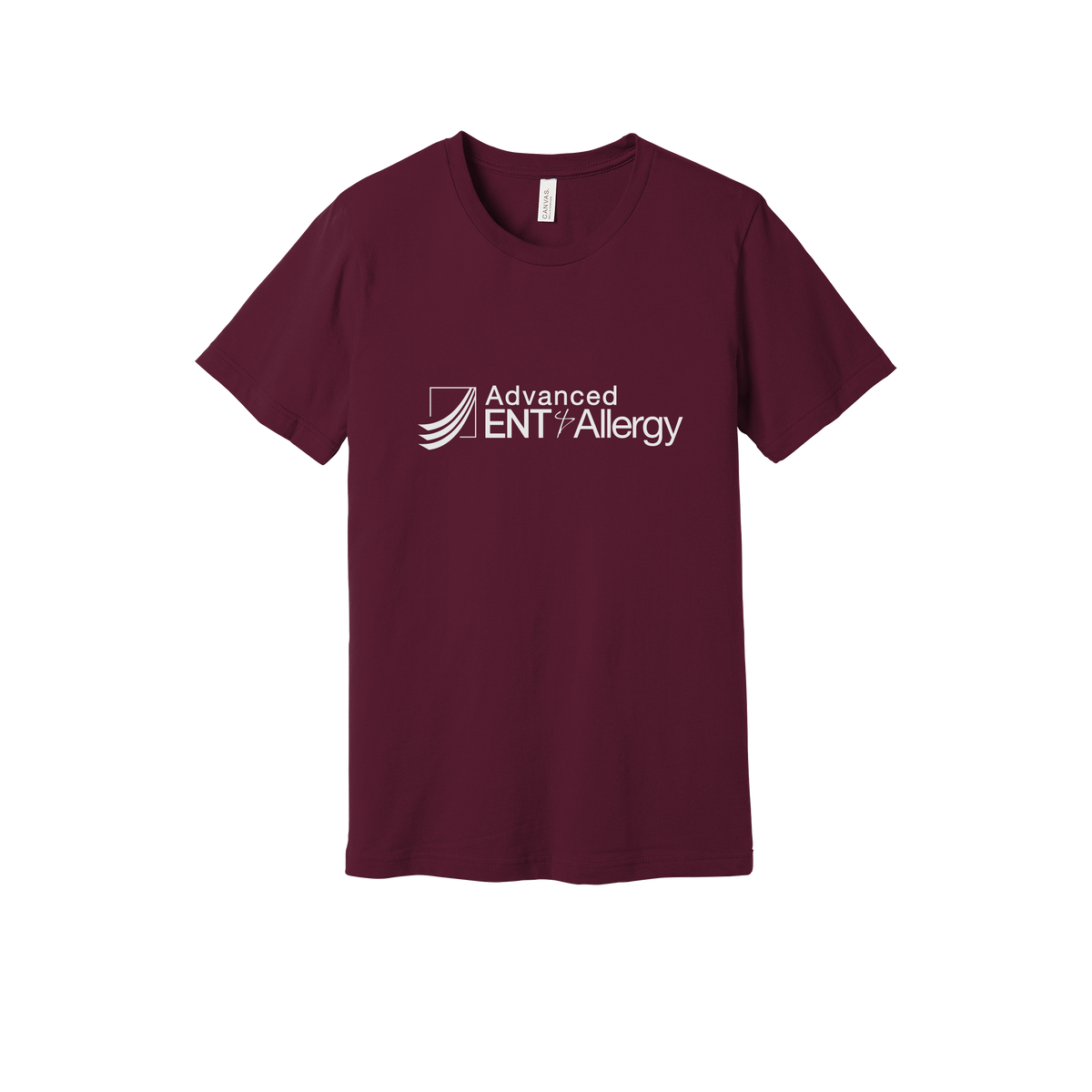 advancedentandallergy-everyday-essentials-clinic-short-sleeve-tee-dtf-front-BC3001-maroon-flat-front