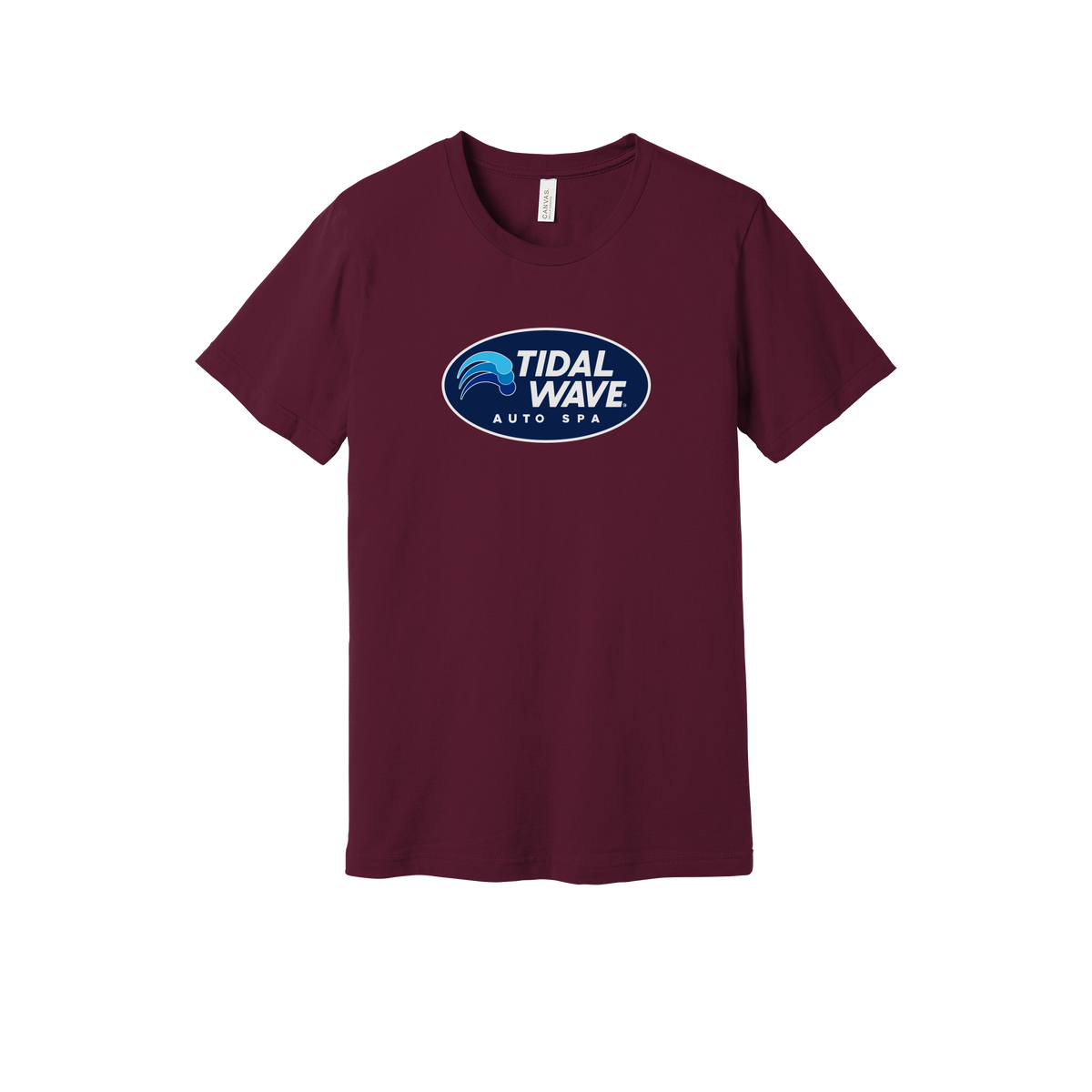 tidalwaveautospa-everyday-essentials-short-sleeve-tee-dtf-front-BC3001-maroon-flat-front